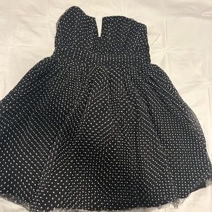 black and white polka dot strapless dress